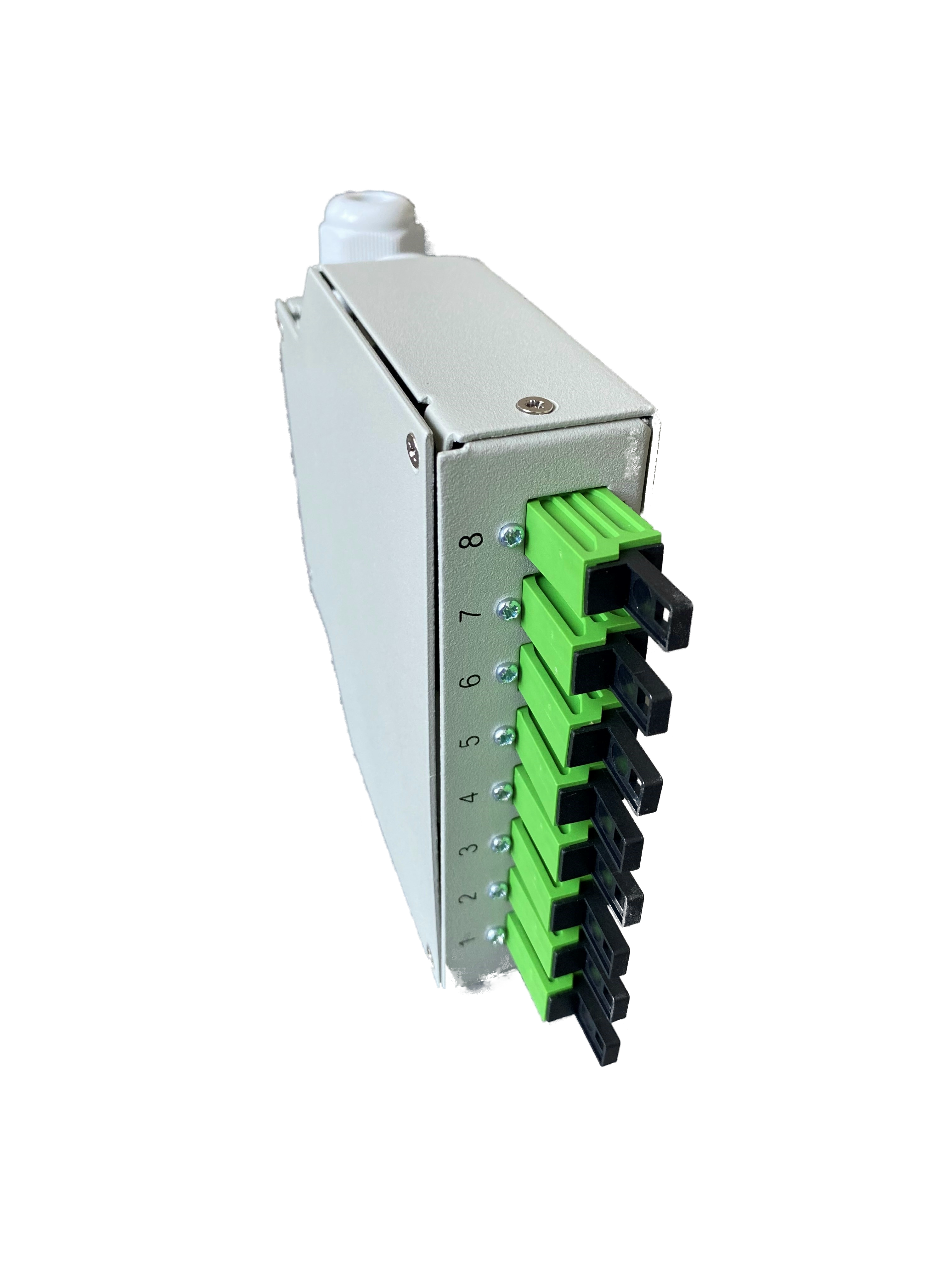 Spleißverteiler f. Hutschiene 8xE2000APC8° E9
